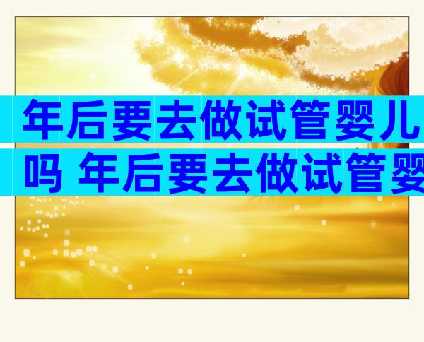 年后要去做试管婴儿吗 年后要去做试管婴儿吗